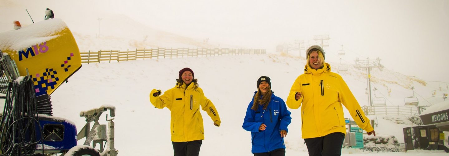 Coronet Peak staff having fun in the snow