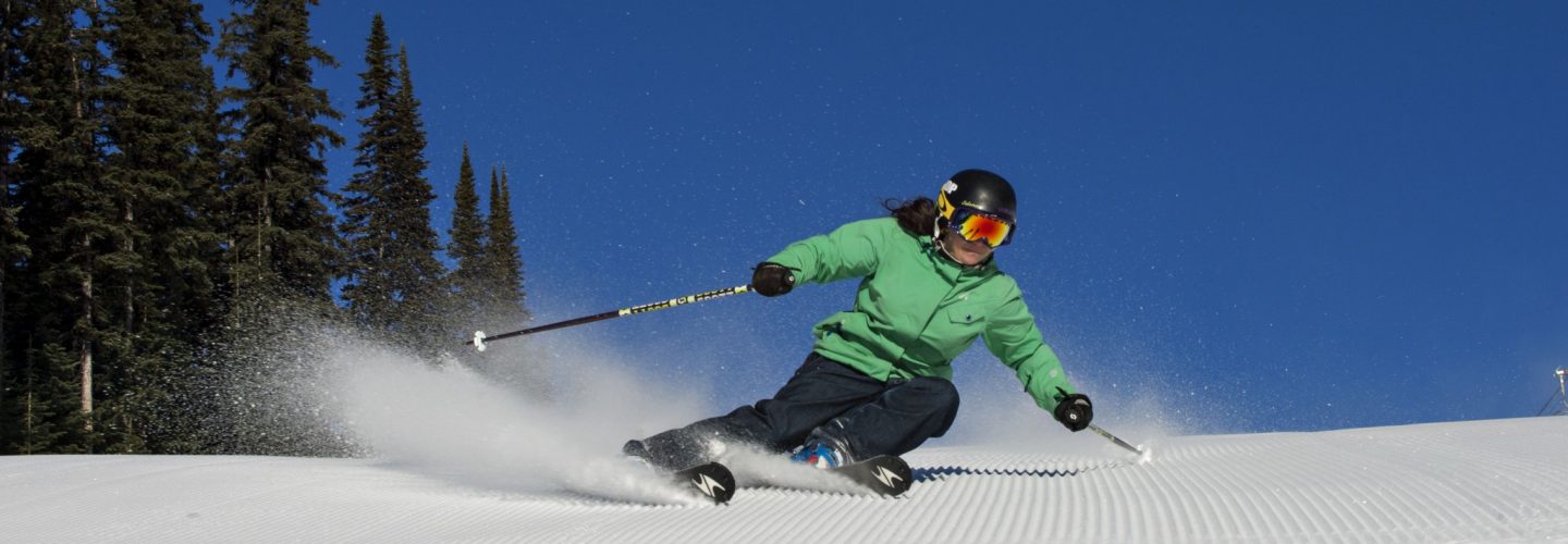 Sun Peaks groomer skiing