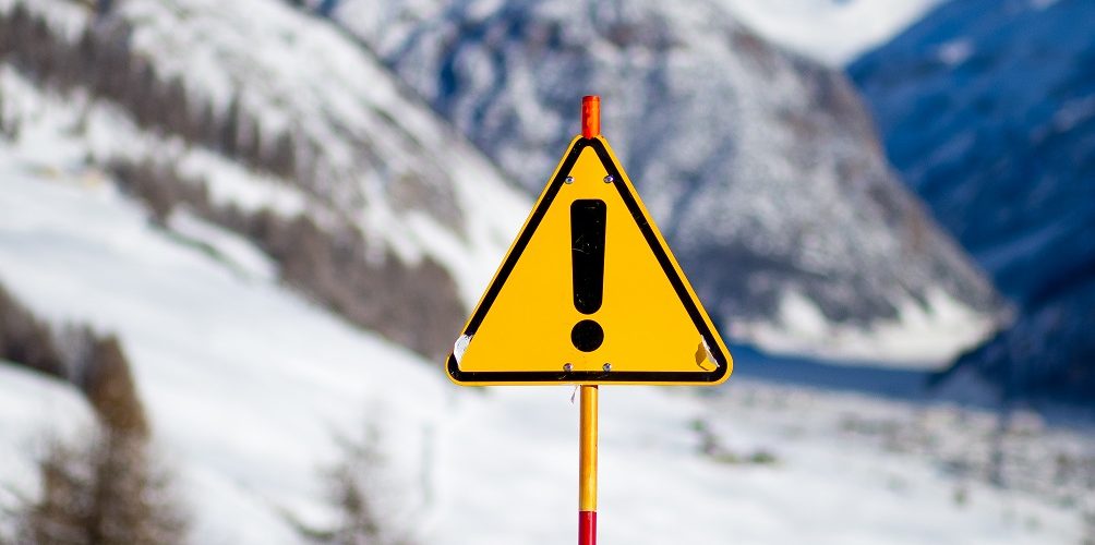 Danger Sign Winter Sports Ski Mountain Snow