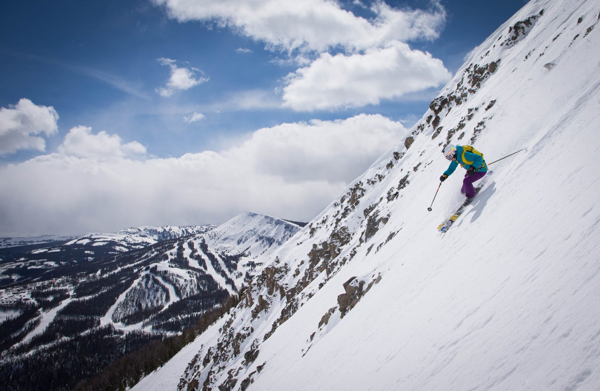 Ski travel. Steep slope. Steep Mountain. Ski down a Mountain. Steep slope Husky.