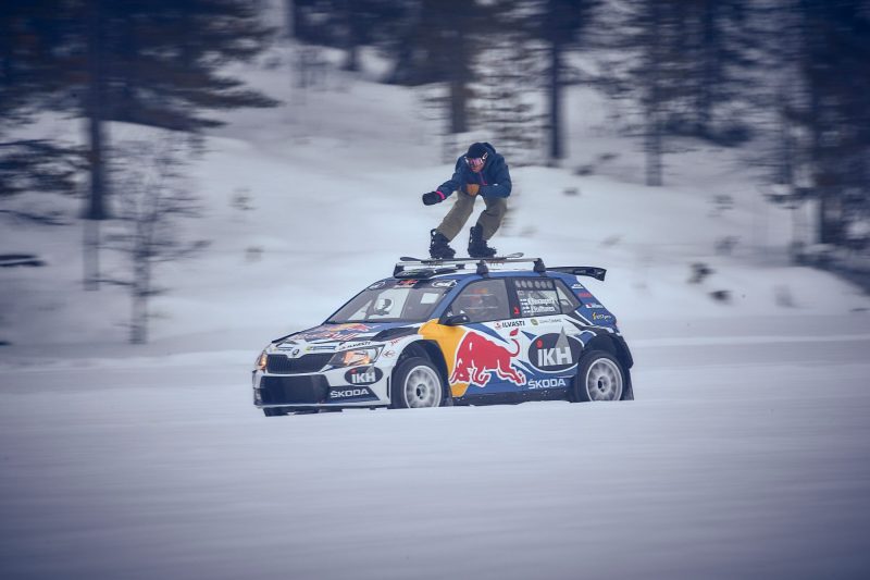 Snowboarding at 80kmh Behind a Rally Car on a Frozen Lake