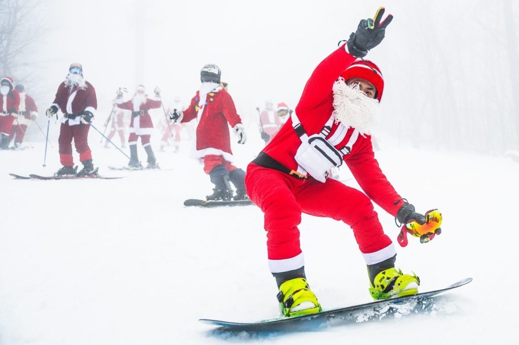 Skiing Santas on Sunday River’s Slopes